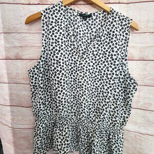 Alfani Sleeveless, Peplum Black &  White Blouse